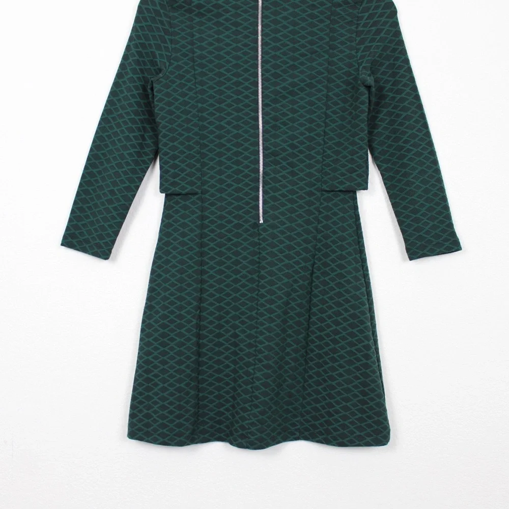 Topshop Geo Print Notch Overlay 3/4 Sleeve Mini Dress - Picture 12 of 14